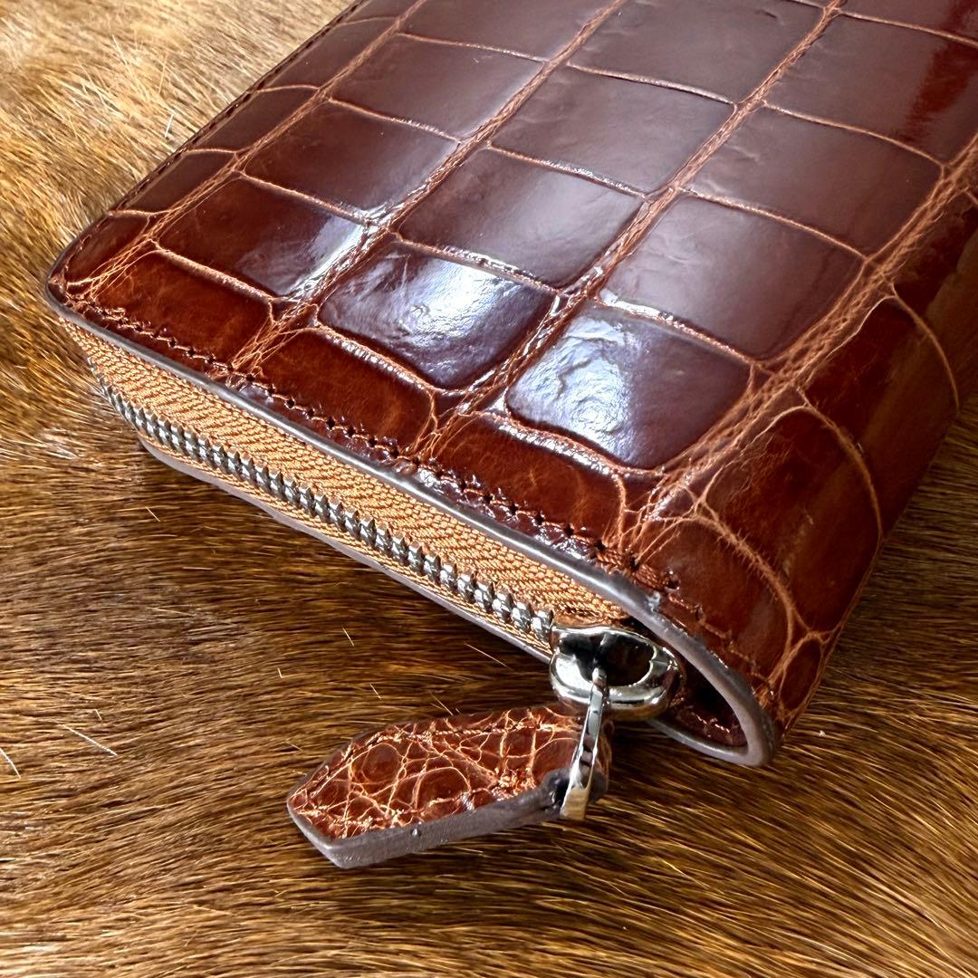 新品 JRA 桐箱付 定15万 最高峰 クロコダイル ポロサス 一枚革 長財布