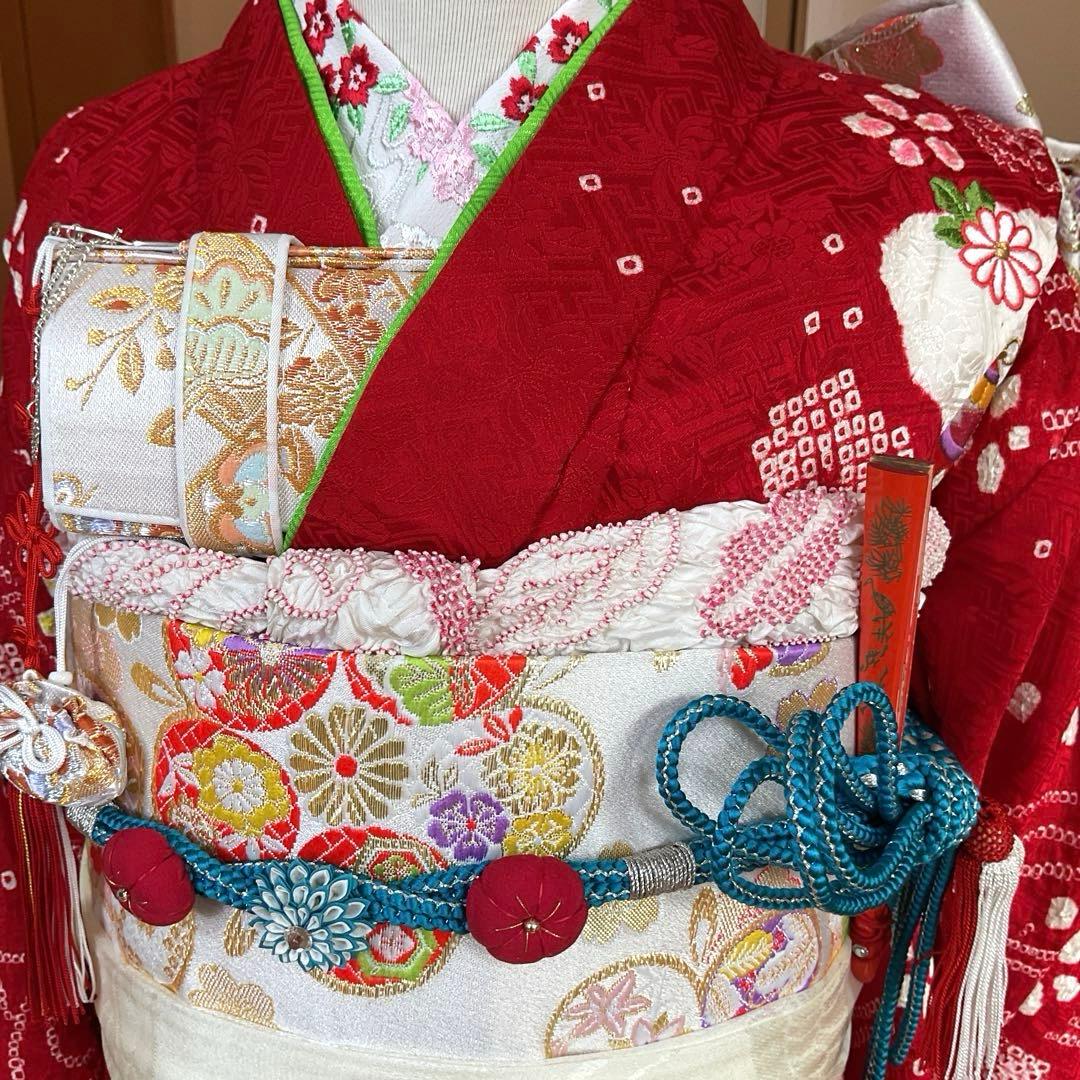 AmamaNo.5 七五三　7歳　　正絹着物セット　　本絞り