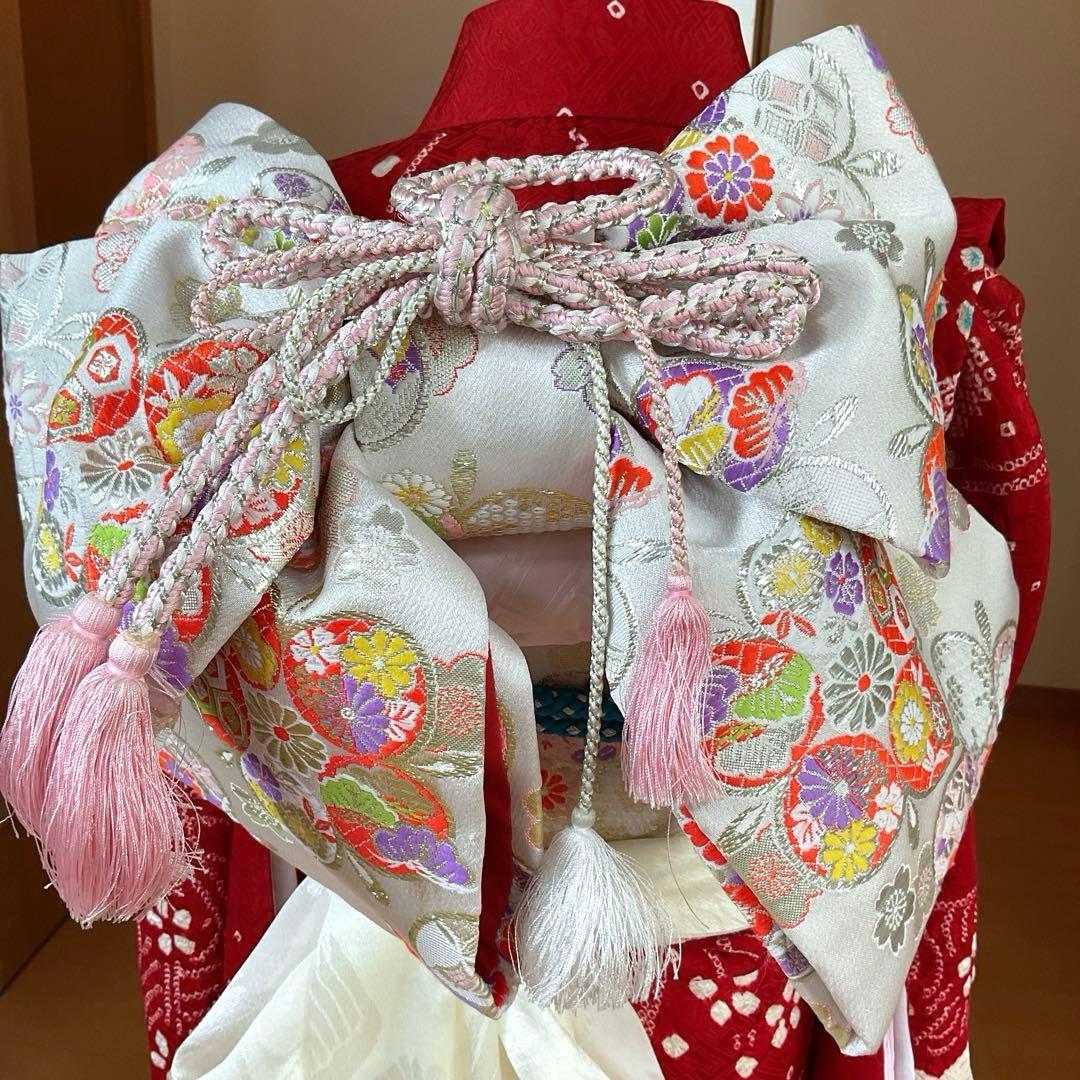 AmamaNo.5 七五三　7歳　　正絹着物セット　　本絞り