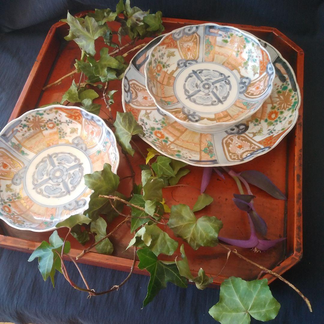 「テーブルウェアを古伊万里で！①」中皿(21.5cm)と膾皿 4客セット 骨董ア