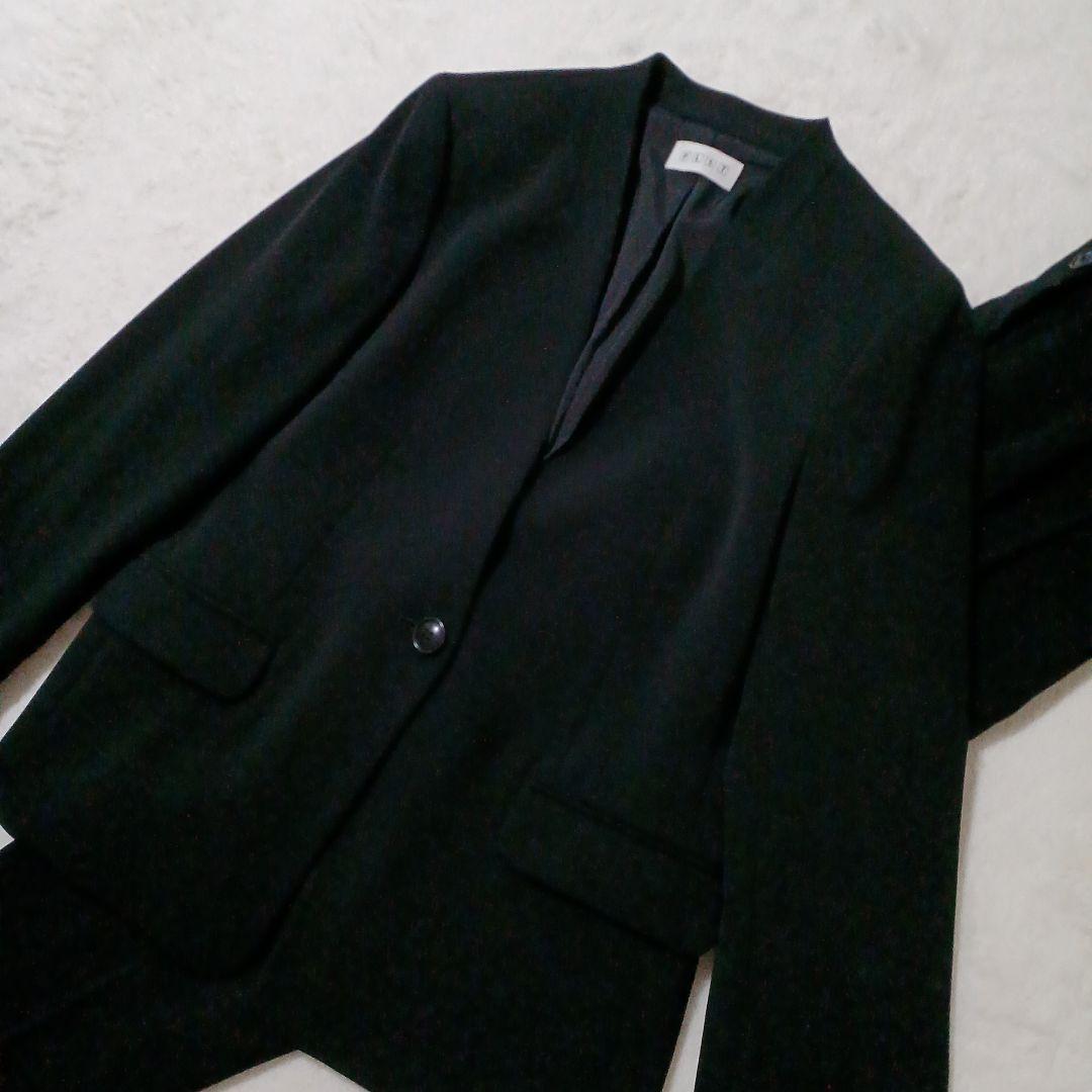 PLST プラステ ノーカラー ジャケット パンツ セットアップ Lブラック 黒
