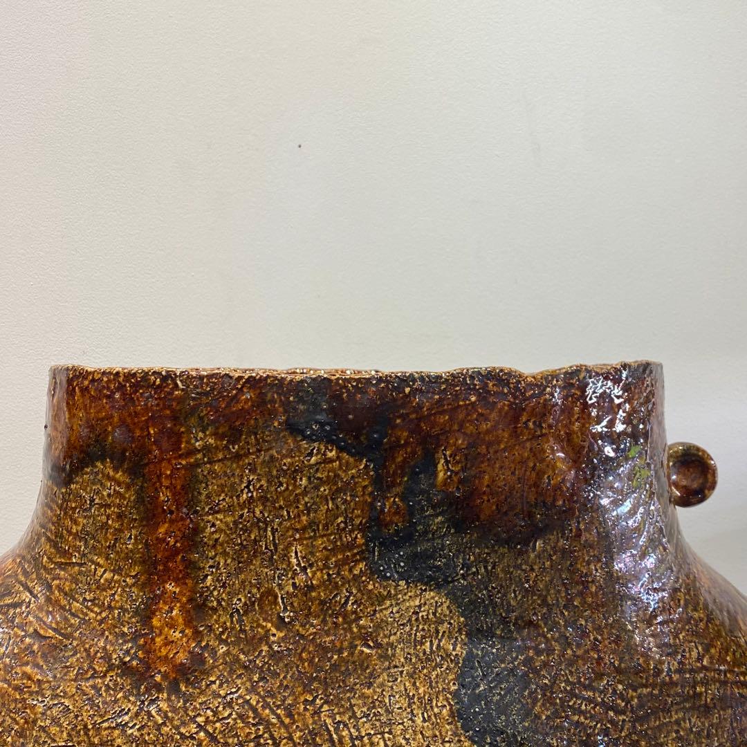 プリミティブでアンバランスな陶器製花器 ビンテージ 古道具