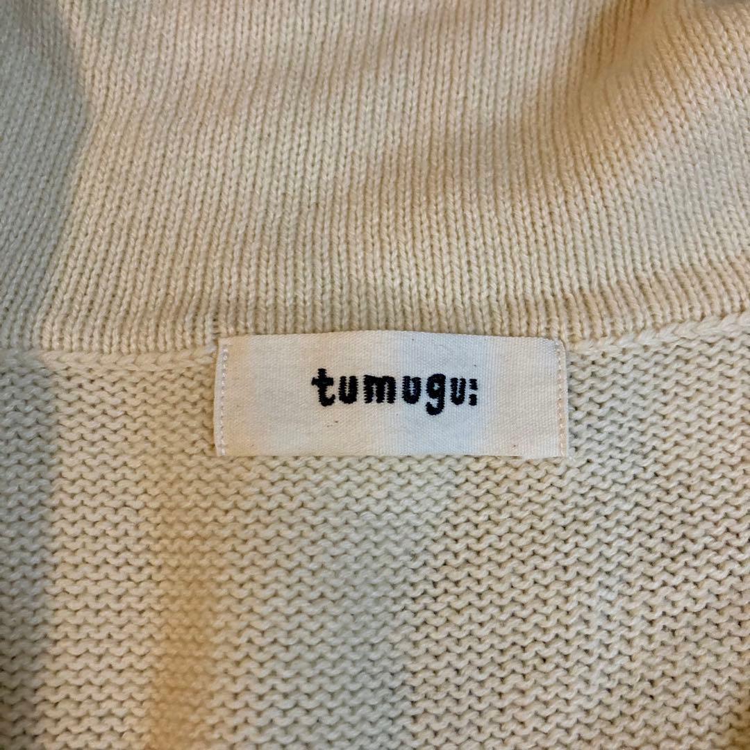ツムグ　tumugu コットンウールボーダービッグカラープルオーバー　今期