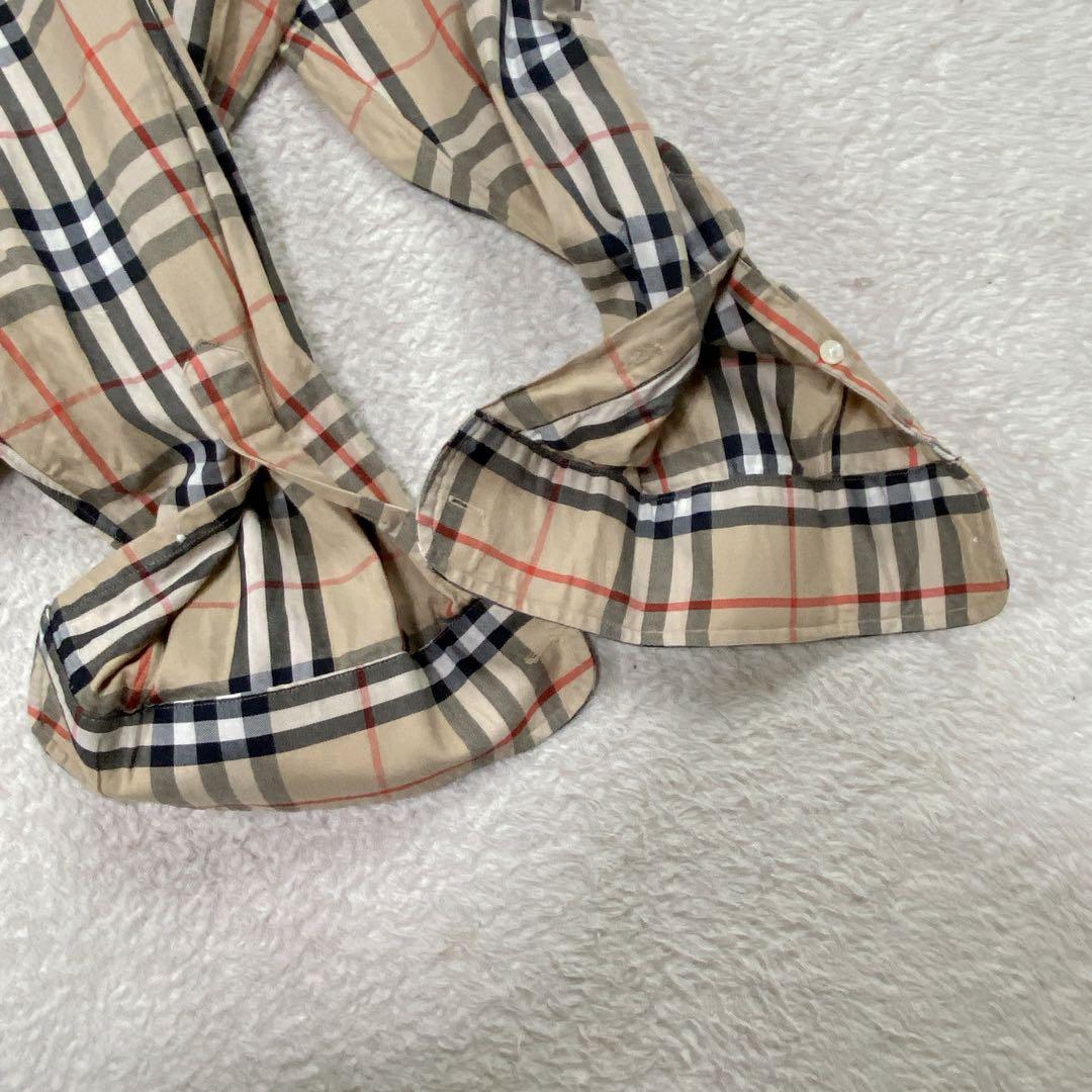 【美品・人気】バーバリーロゴ刺繍　ノバチェック　ベージュ　L