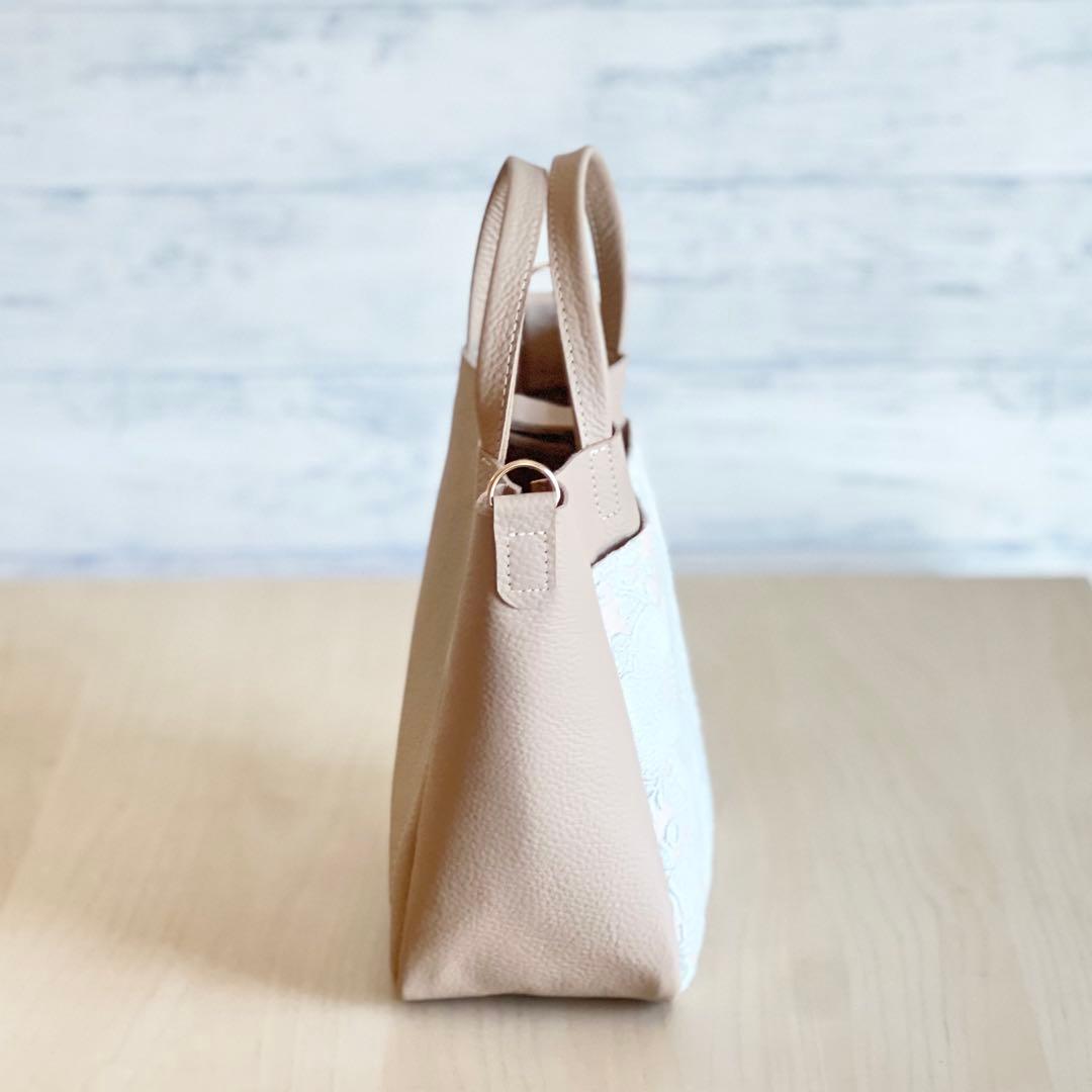 専用　smile flowerトート型本革ショルダーバッグ