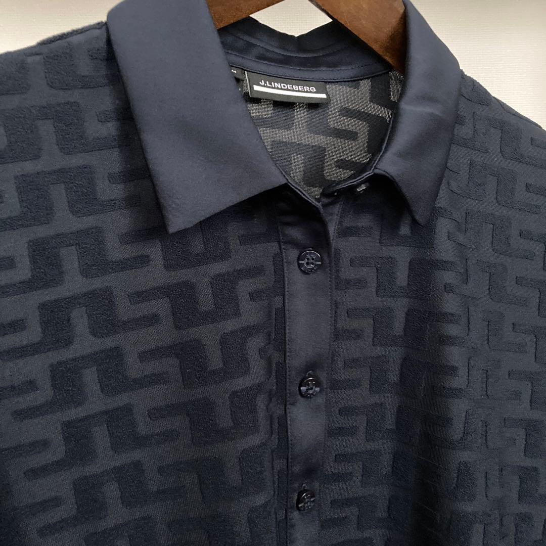 新品J.LINDEBERG レディース長袖ポロシャツ ネイビー Lサイズ 秋冬
