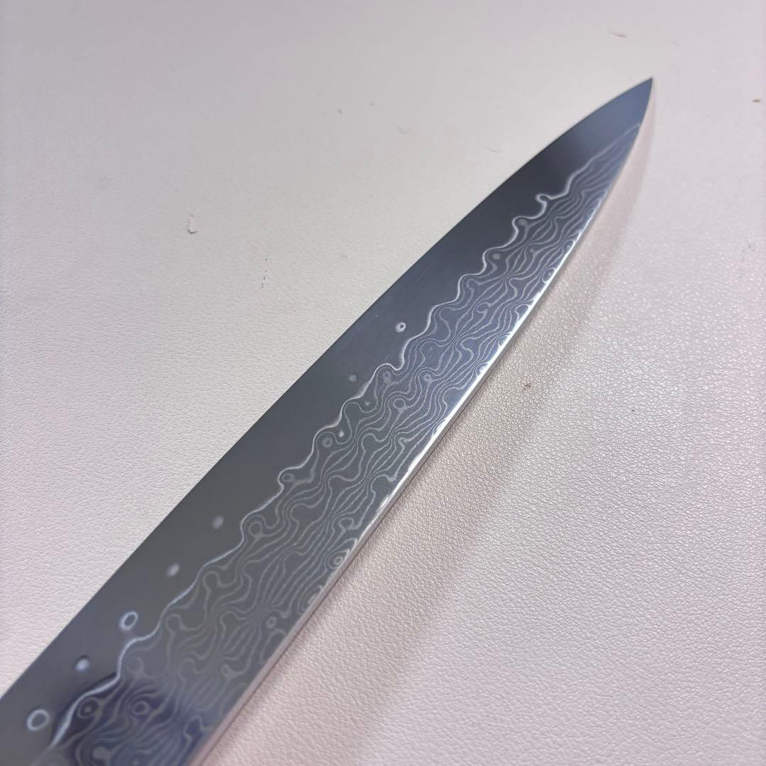 尺　300mm 墨流しダマスカス 柳刃包丁 黒檀本 牛八角柄　刺身包丁 和包丁ᙀ