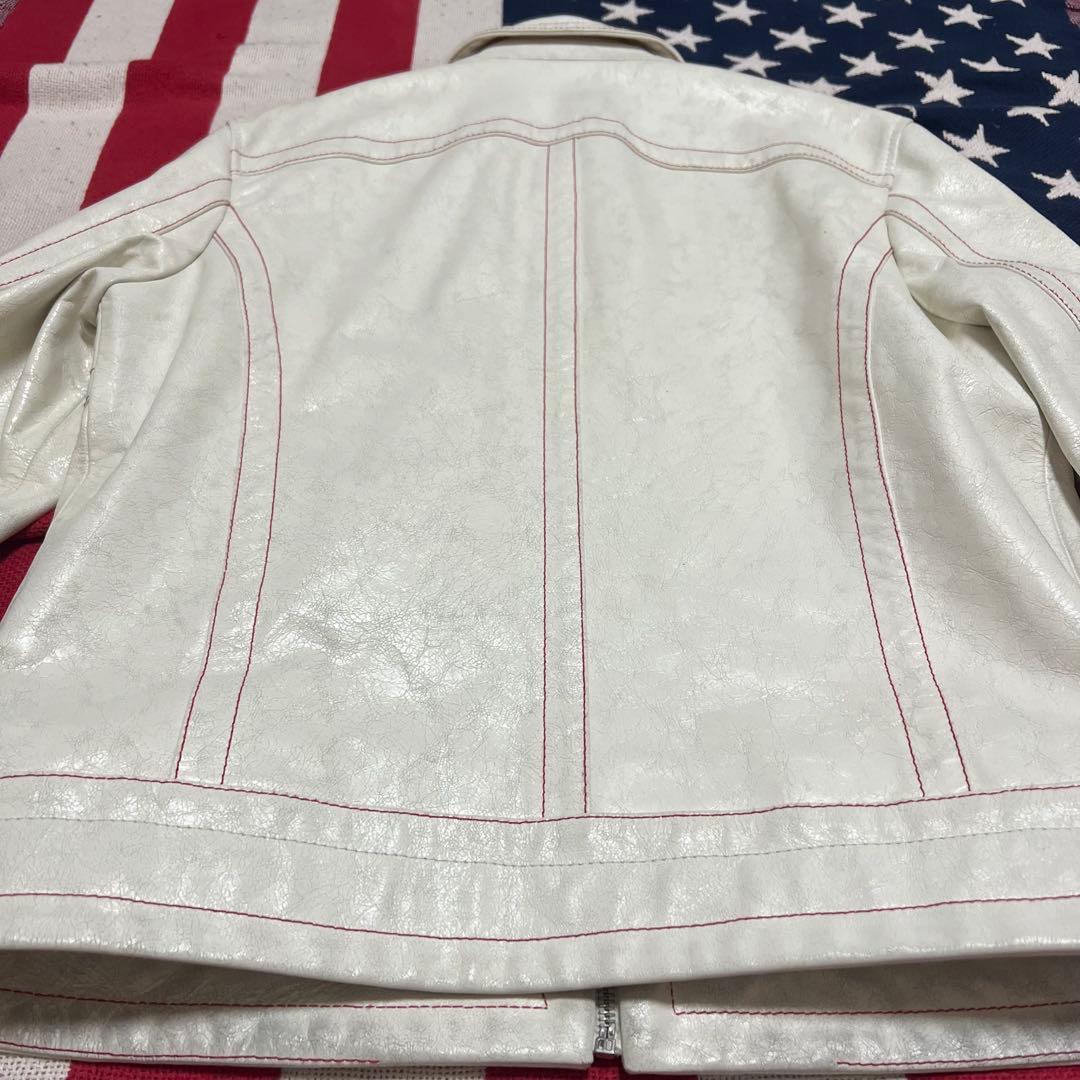 DIESEL 中華新年モデル クラック加工 ホワイト レザー ジャケット