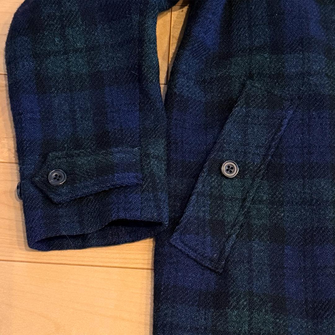 BEAMS+ ハリスツイード ステンカラーコート M ブラックウォッチ