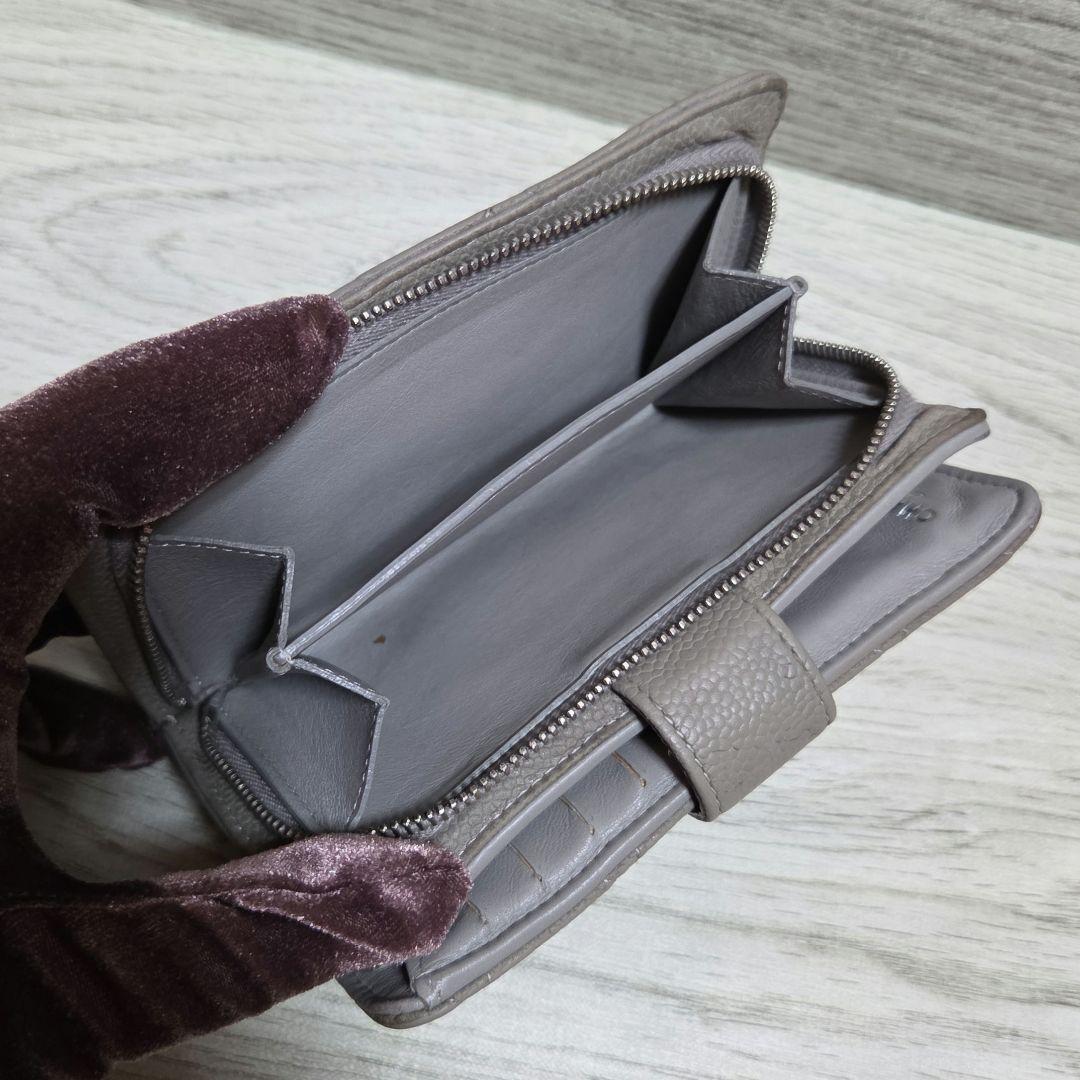 シャネル 二つ折り財布 マトラッセ ココマーク キャビアスキン