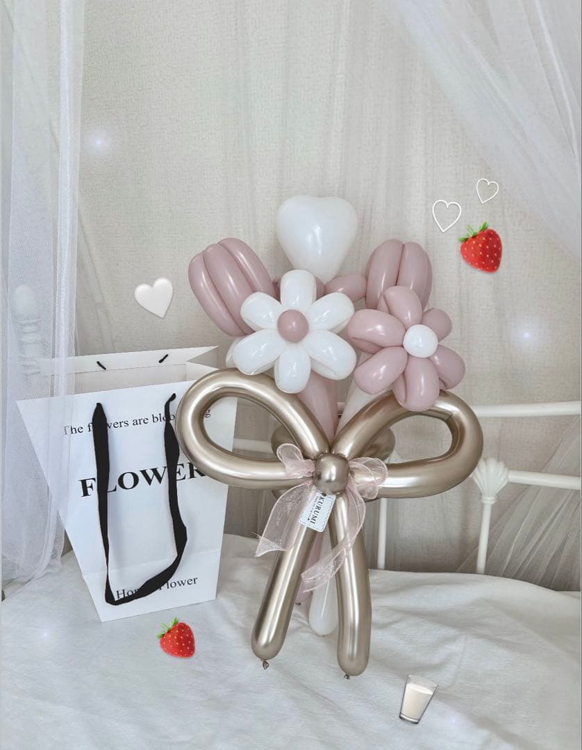 バルーン花束 バルーンブーケ　いちごみるく バルーンギフト