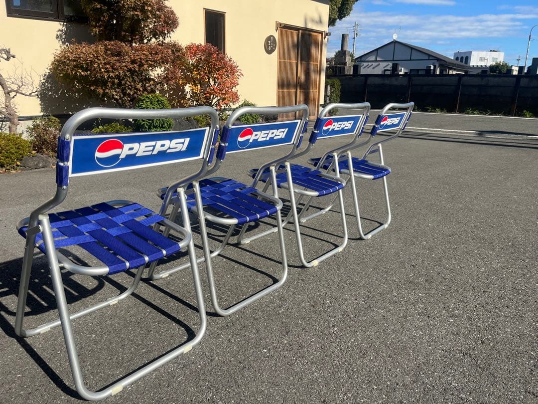 美品　ペプシ　PEPSI 折りたたみ椅子 4脚セット　世田谷ベース