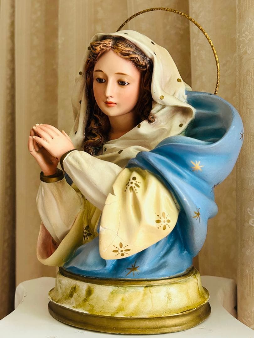 【訳あり超希少品】美顔の聖母マリア半身像　アンティーク