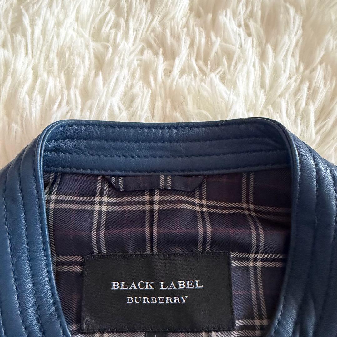 【美品】【希少】バーバリーブラックレーベル　シングルライダース ネイビー系　L