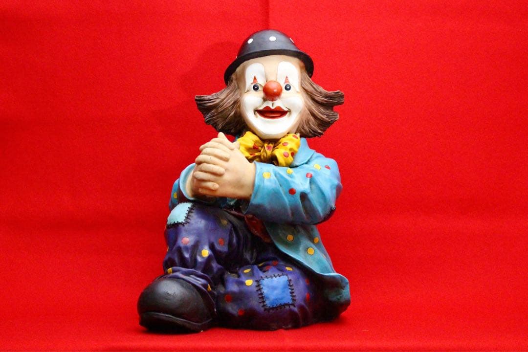 イタリア・ピエロコレクション【お茶目なピエロ　大サイズ　水色ドット】