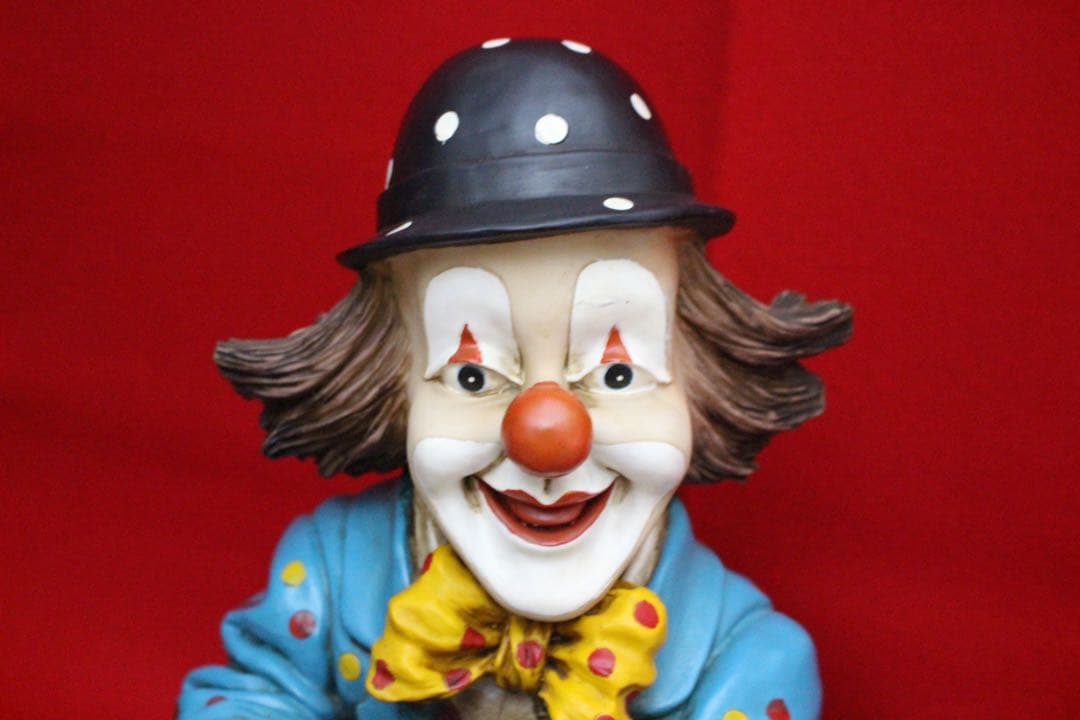 イタリア・ピエロコレクション【お茶目なピエロ　大サイズ　水色ドット】