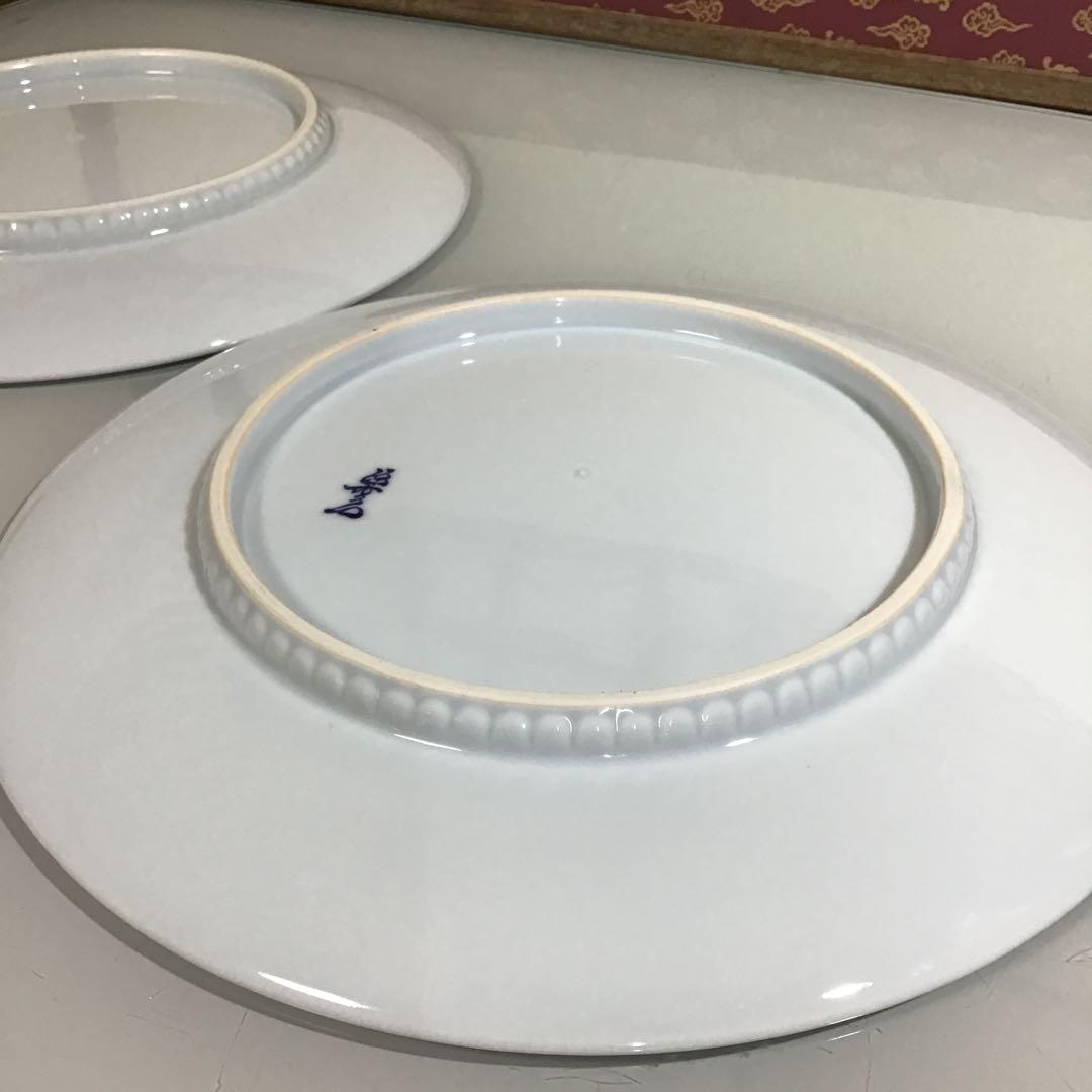 ￼源右衛門　大皿　2枚　染赤濃プルーン文　27.5センチ