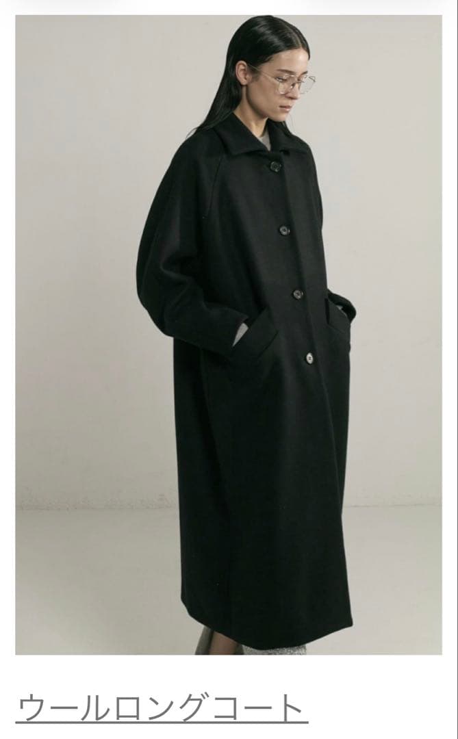 CINOH ウールロングコート ブラック
