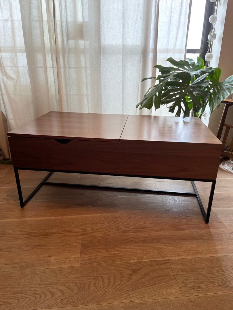 リフトアップ式センターテーブル ウォールナット調