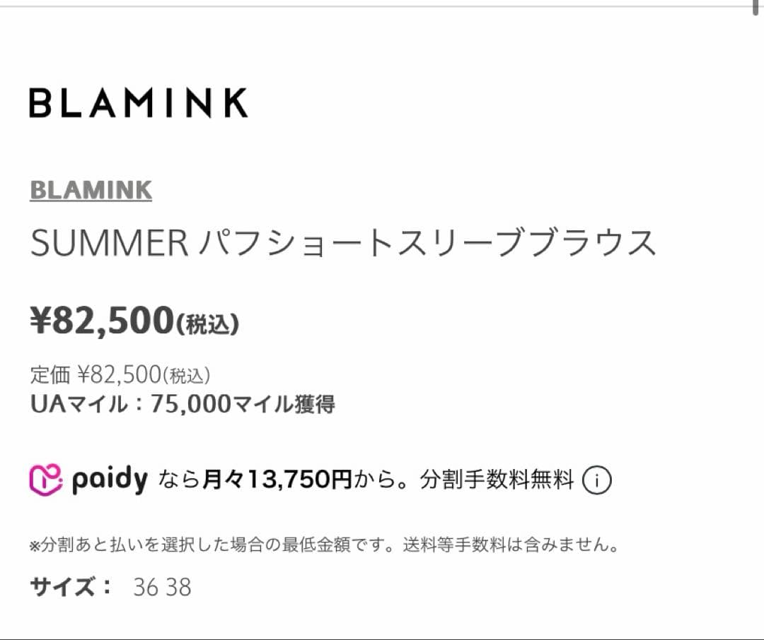 美品 2024SS BLAMINK パフショートスリーブブラウス 36