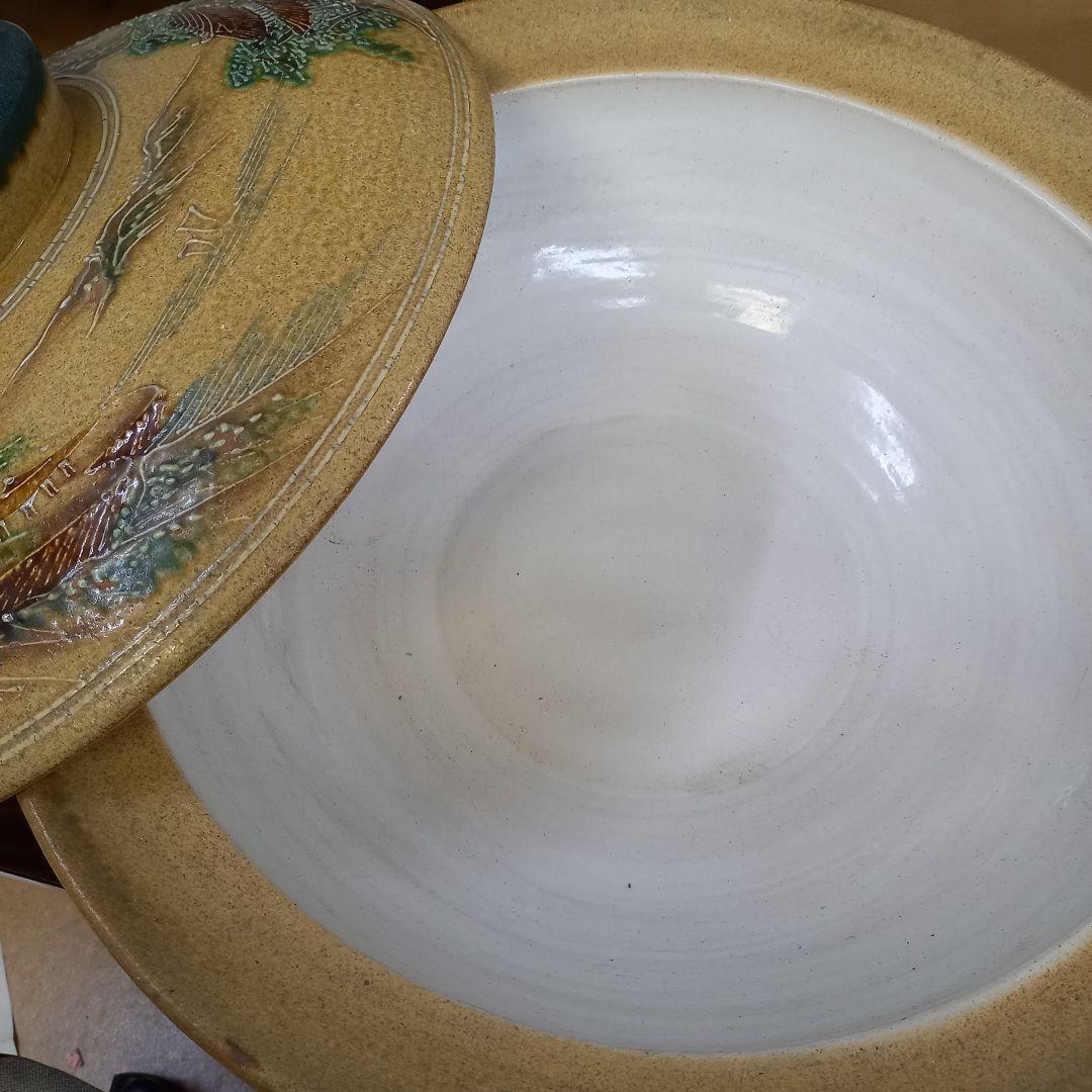 セール大幅値下げ未使用　萬古焼　手作り　置物　特大土鍋　山と木の模様