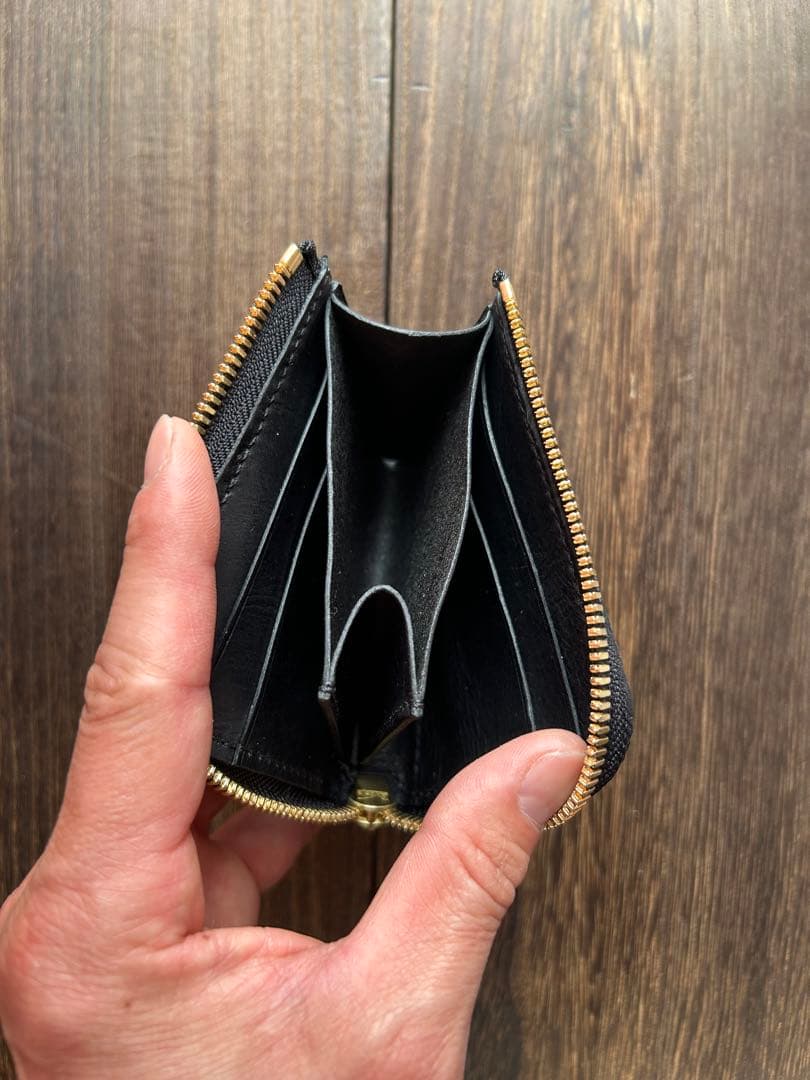 クロコダイル　ポロサス　藍染　コンパクトウォレット　L字ファスナー財布