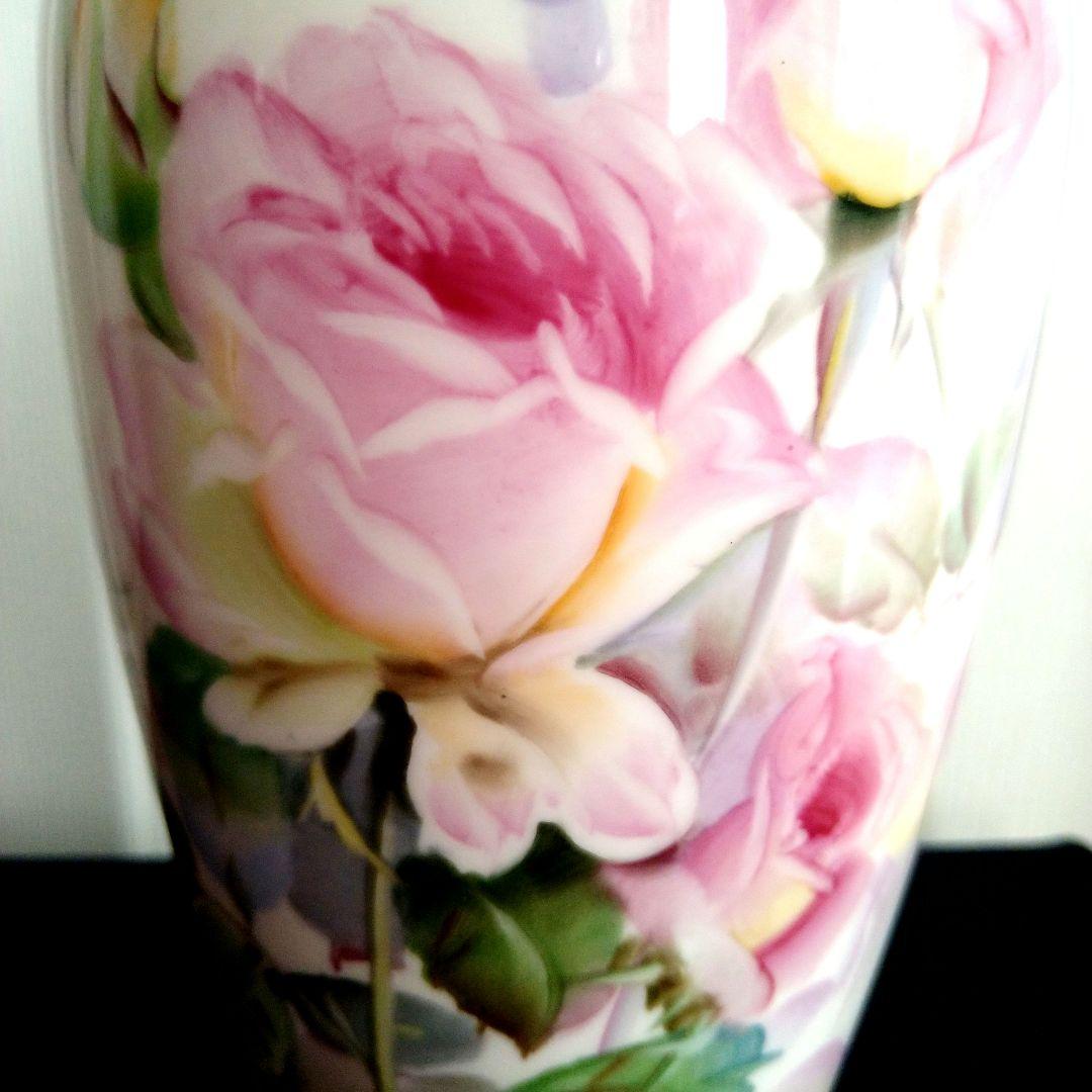 オールドノリタケ　薔薇　花瓶　手描き　木村商会　美品