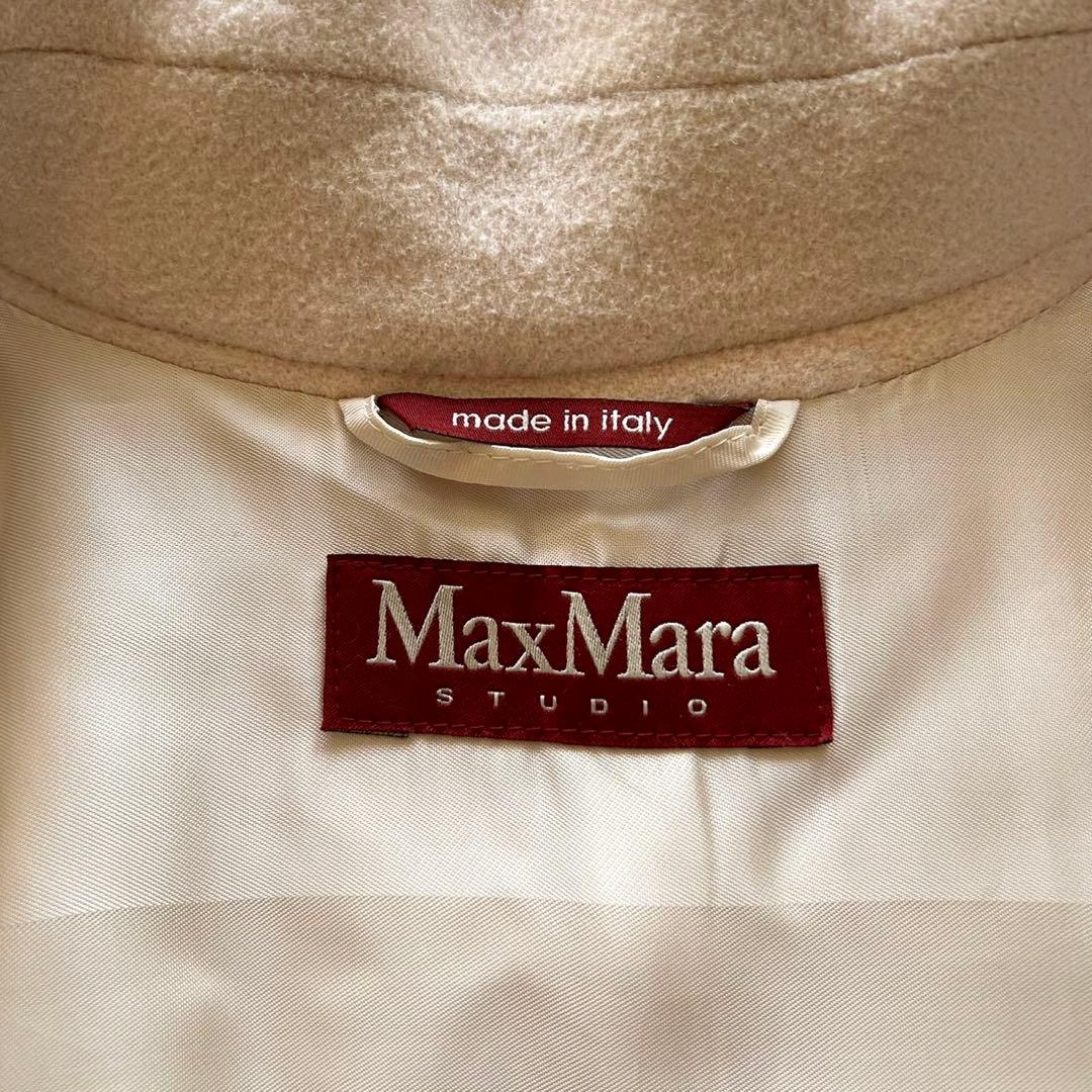 【美品】マックスマーラ　ロングコート　シルク　アンゴラ混　ベルテッド　XL相当