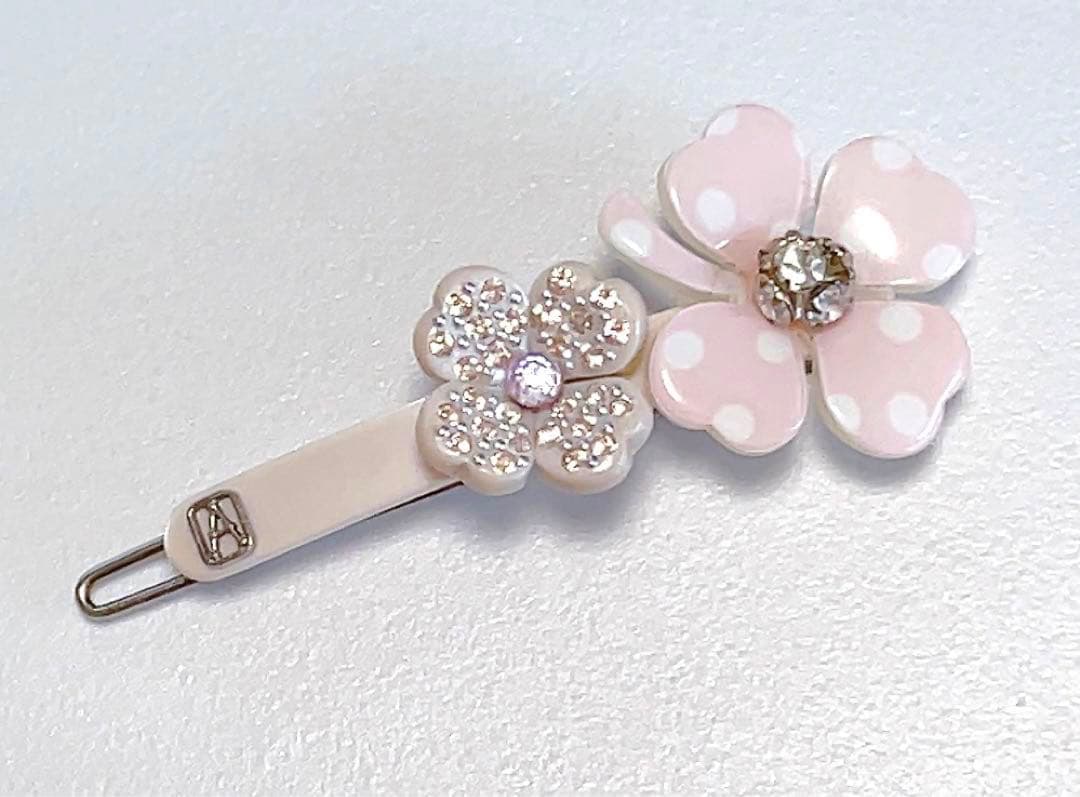 アレクサンドルドゥパリ　ヘアピン　花　ドット　スワロフスキー　ピンク　可愛い
