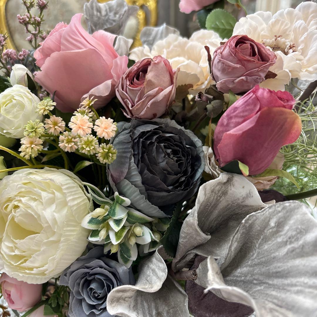 モダンスタイル フラワーアレンジメント シルバーグレー