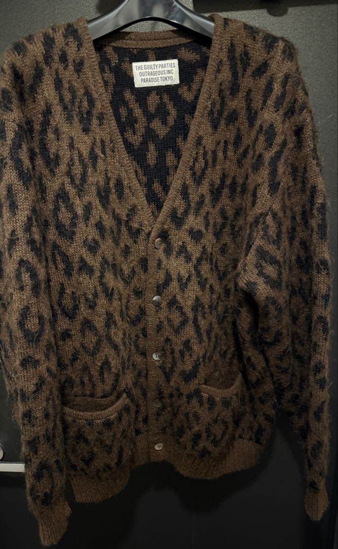 ワコマリア ヘビーモヘア　カーディガン　レオパード　ダウン　1店舗限定カラー