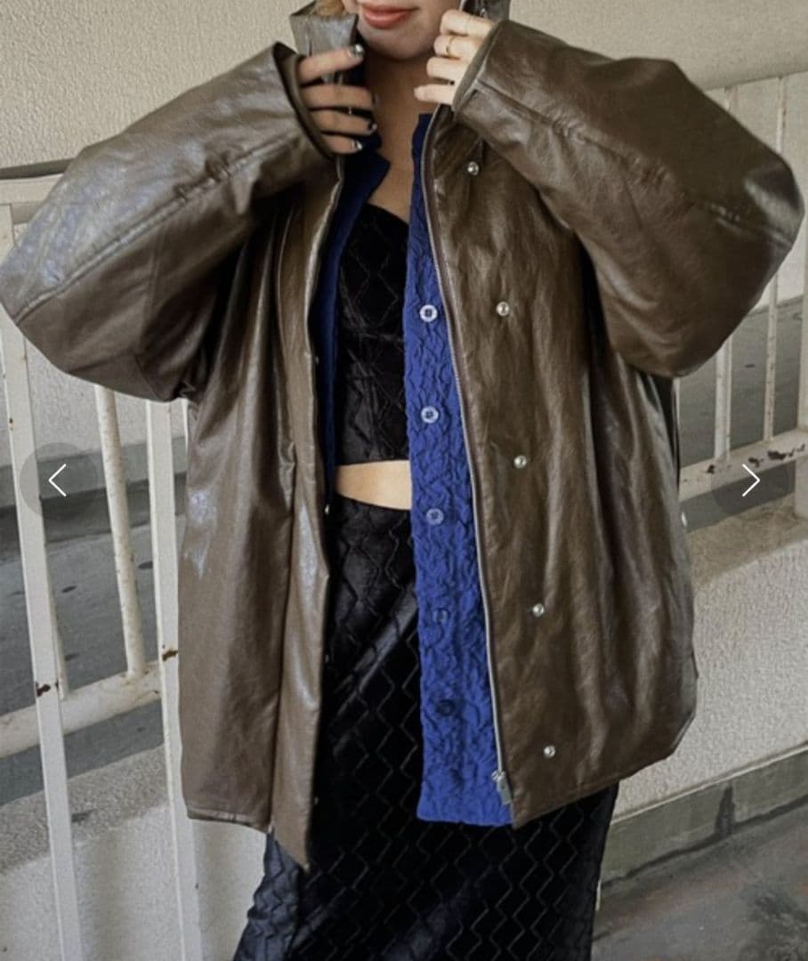 ジャケット・アウター PASTING LIKE SYNTHETIC LEATHER JACKET