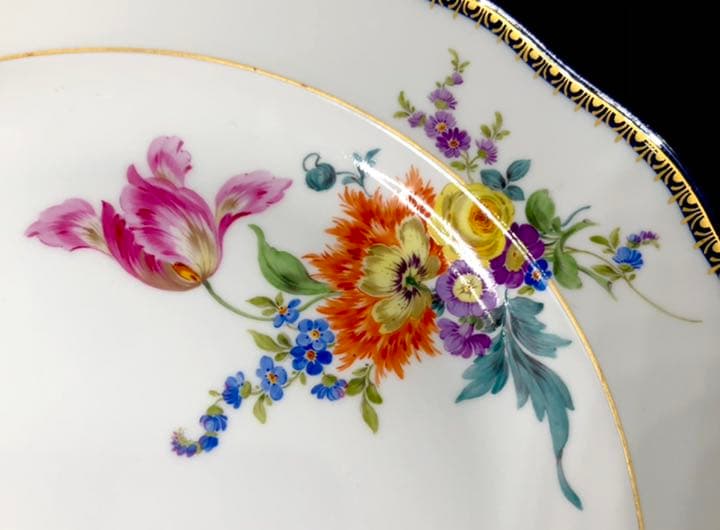 Meissen マイセン/※1級品 Ａカンテ 金彩フラワーブーケ 大皿 美品 A