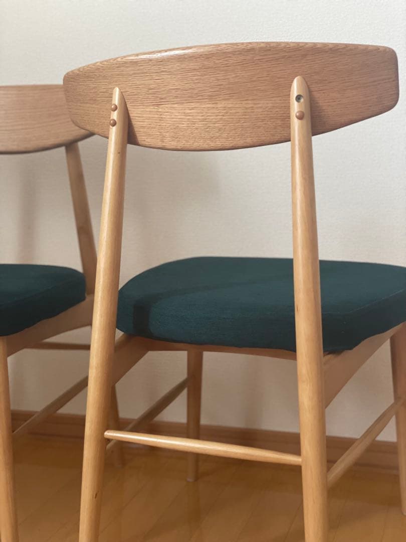 【きんたろう】　ダイニングチェア ダークグリーン 2脚セット