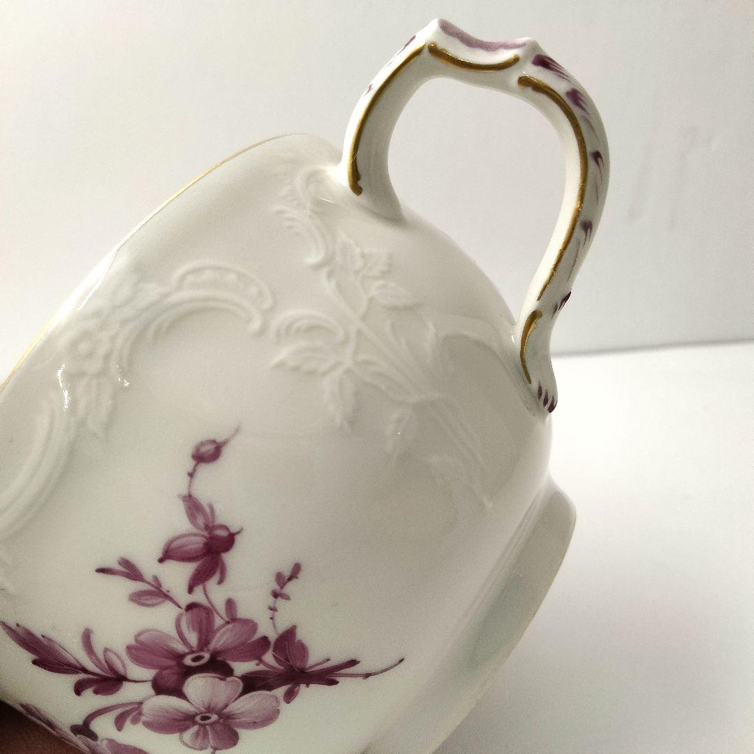 R132 KPM ベルリン王立磁器製陶所 手描花文レリーフ入り トリオ