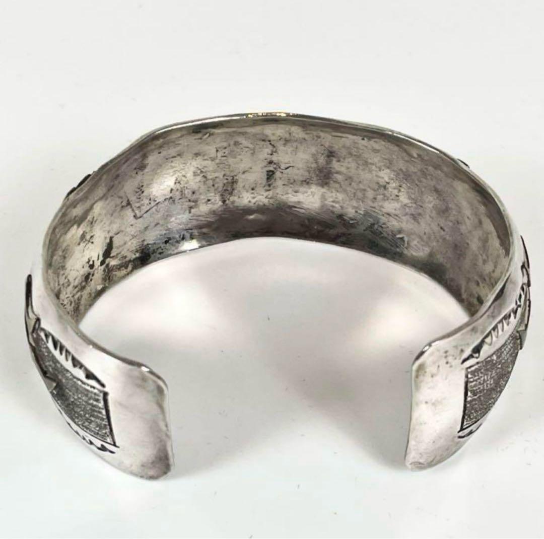 VINTAGE Indian jewelry ターコイズシルバーバングル 太め