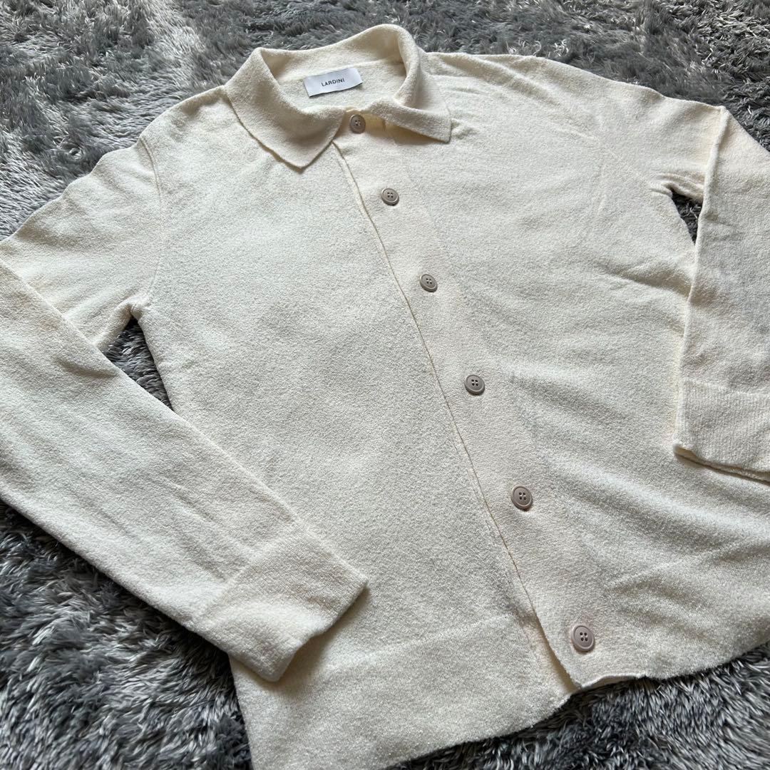 LARDINI コットンニット　ブークレ　シャツカーディガン XS アイボリー