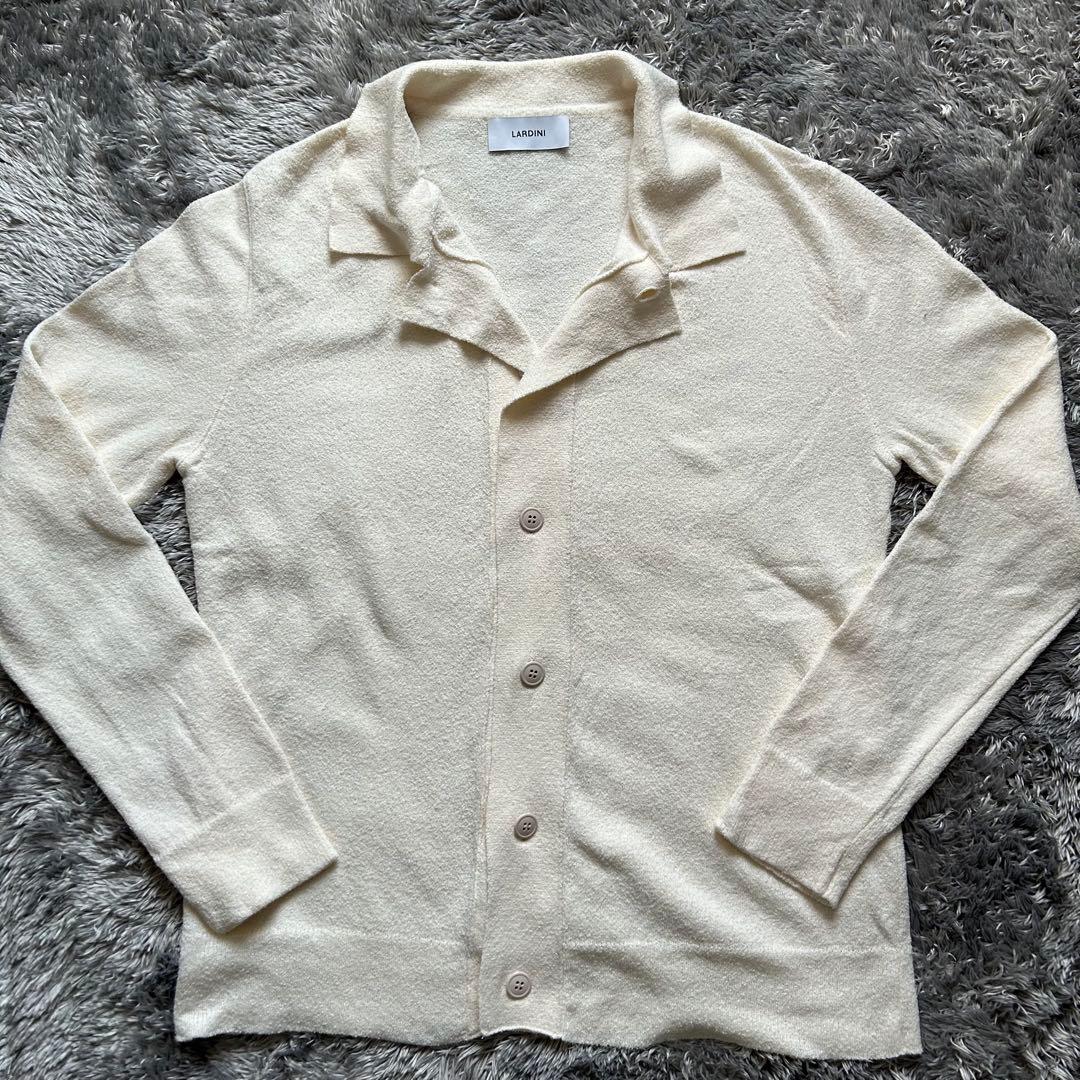 LARDINI コットンニット　ブークレ　シャツカーディガン XS アイボリー