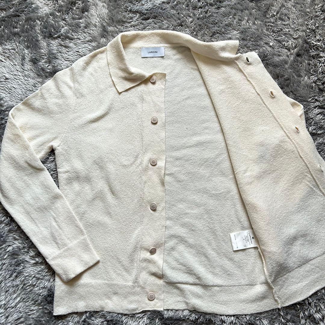 LARDINI コットンニット　ブークレ　シャツカーディガン XS アイボリー