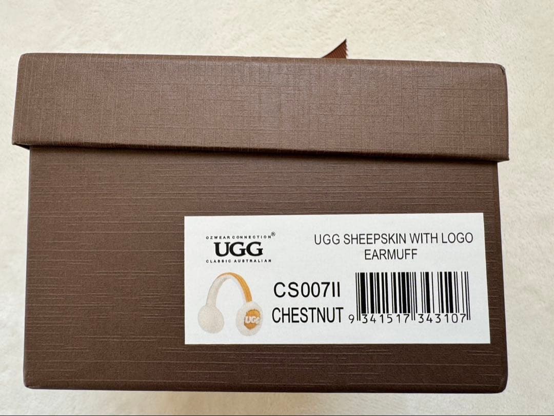 UGG ファー耳あて ホワイト・ブラウン