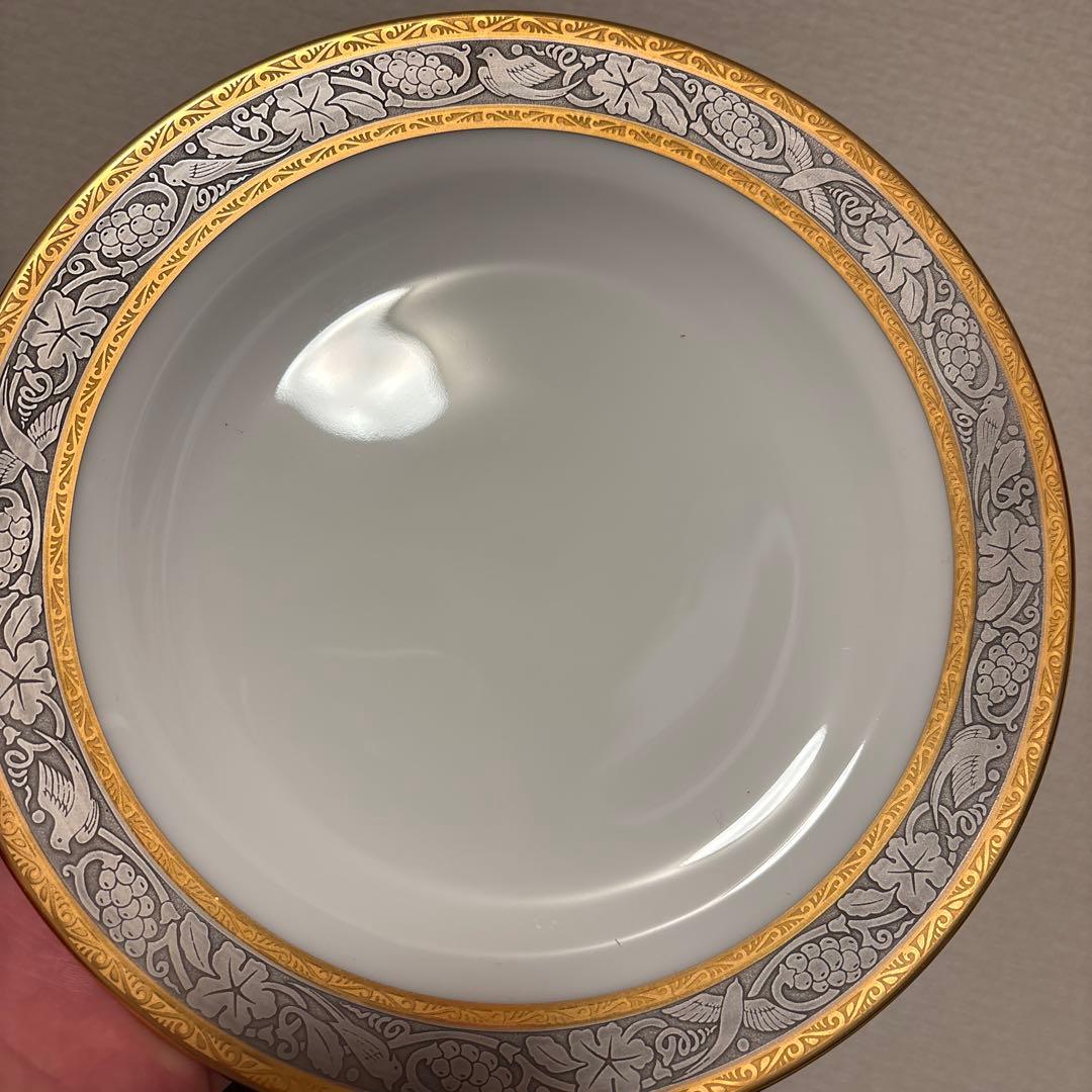 大倉陶園　白金金蝕唐草葡萄　デザートプレート　20.5cm