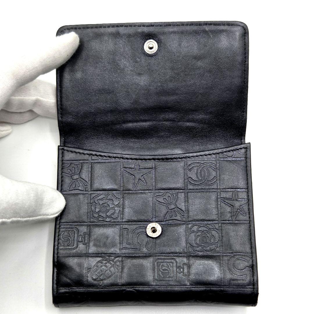 CHANEL アイコンライン 二つ折り財布 ココマーク カメリア バイカラー