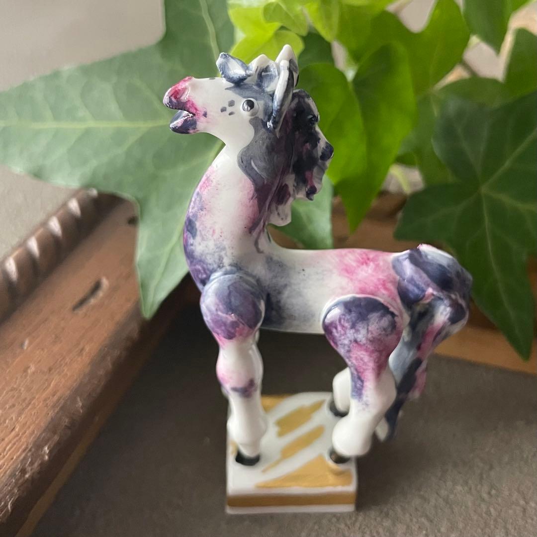 Meissen マイセン ミニ干支 ウマ　紫