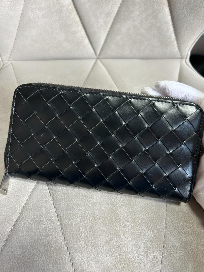 ボッテガヴェネタ BOTTEGA VENETA　ブラック レザー長財布