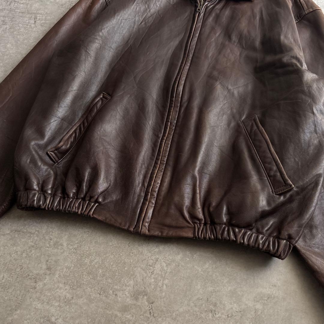 90's■USA製■SAKS FIFTH AVENUE【M】レザージャケット 茶