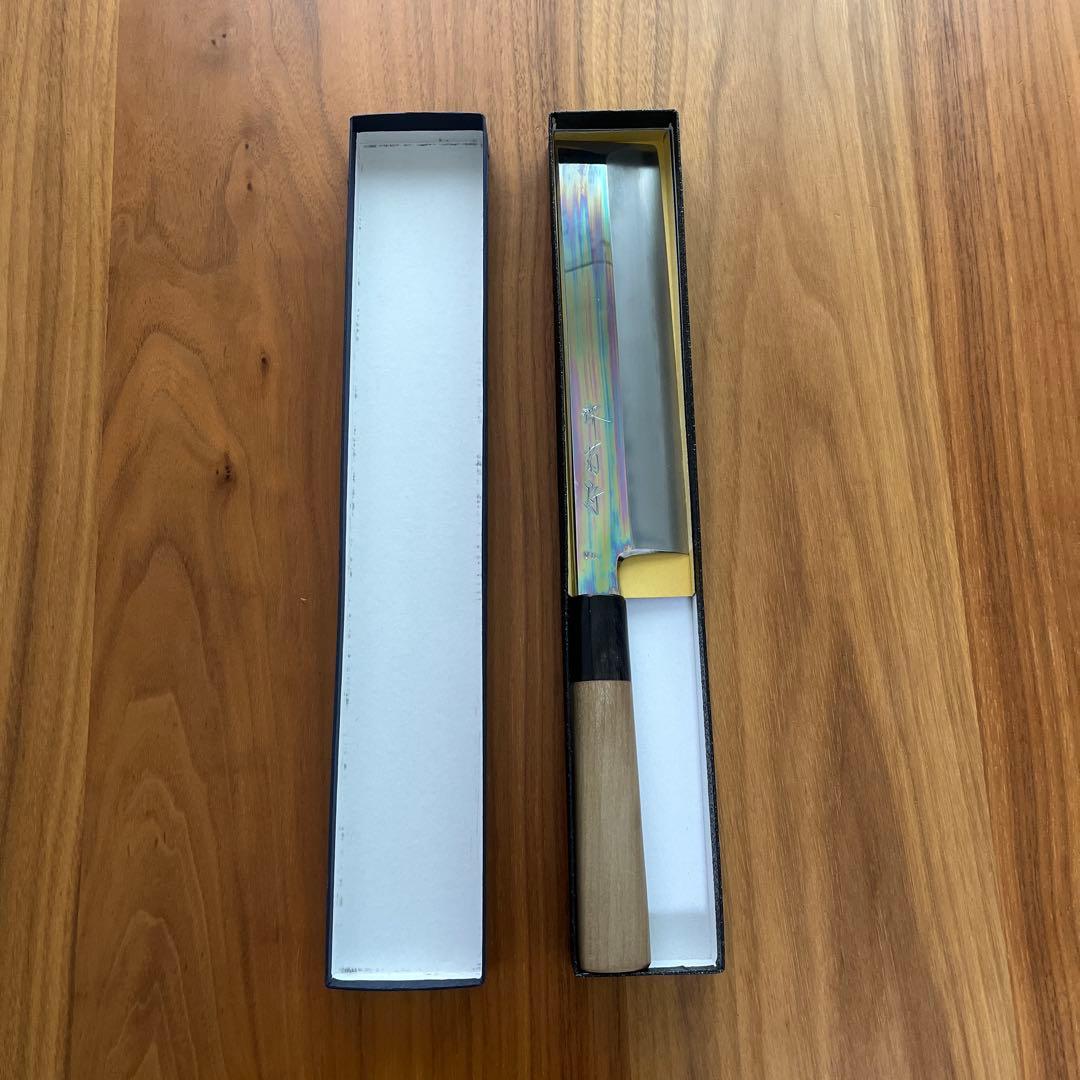 堺菊守 菜切り包丁刃渡り:約21cm 極V10鏡面 薄刃 朴八角柄 VK-321
