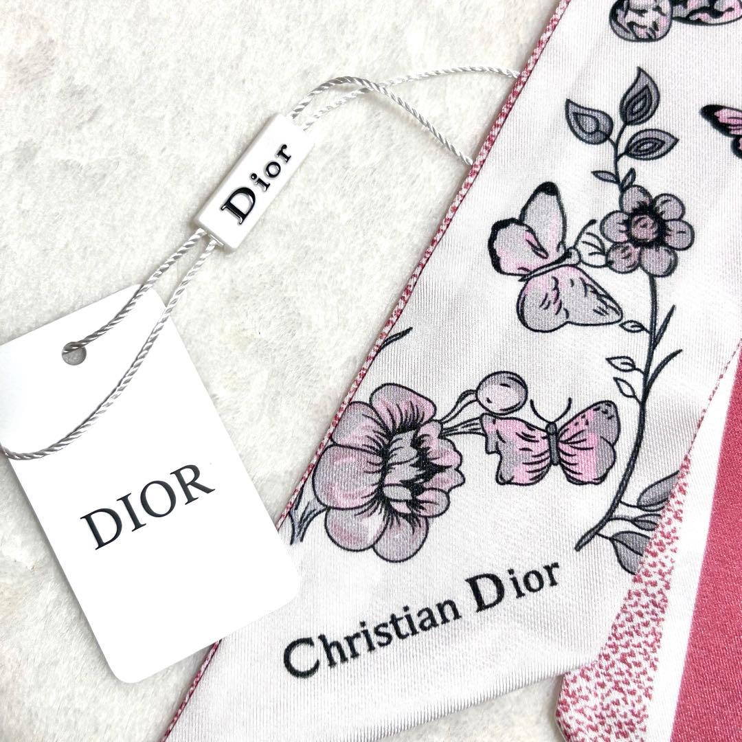 【新品未使用・非売品】Dior ミッツァ　バタフライ　蝶　花柄　レッド　ピンク