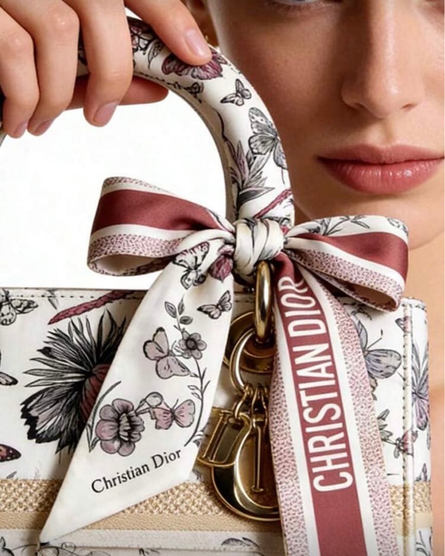 【新品未使用・非売品】Dior ミッツァ　バタフライ　蝶　花柄　レッド　ピンク