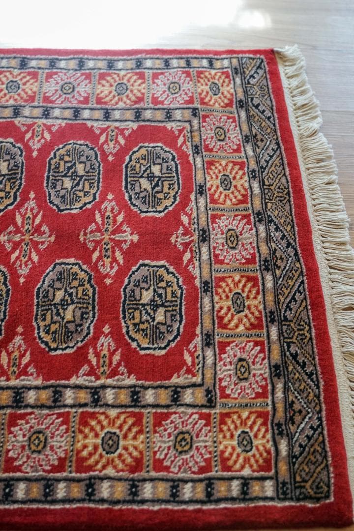 パキスタン手織り絨毯 トルクメンボハラ トライバルラグ 130×80cm