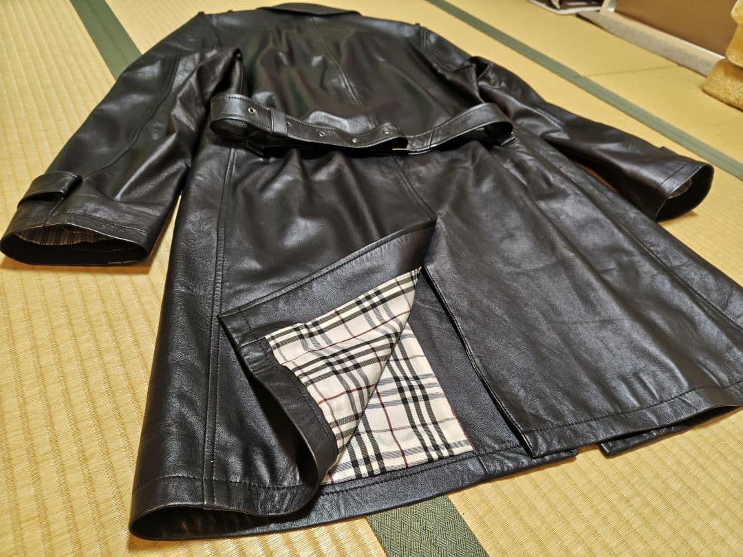 バーバリーブラックレーベル　ラムレザー　トレンチコート